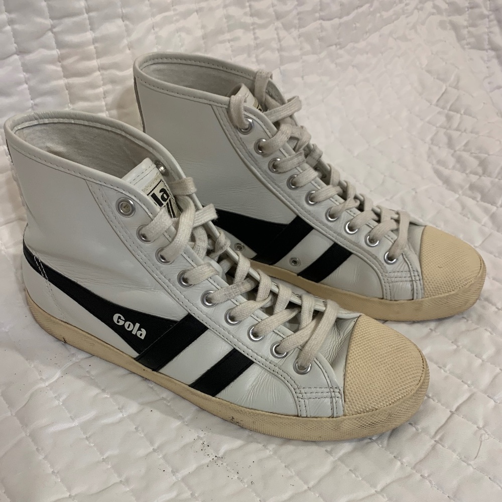 Gola Coaster Women's 8 High-Top Leather Sneakers CLA797 White